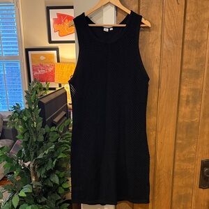 GAP Black Sleeveless Mesh Midi Dress